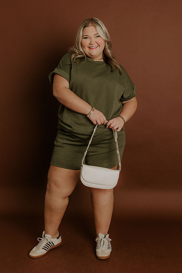 Impressions Coffee And Chit Chat High Waist Shorts in Olive Curves