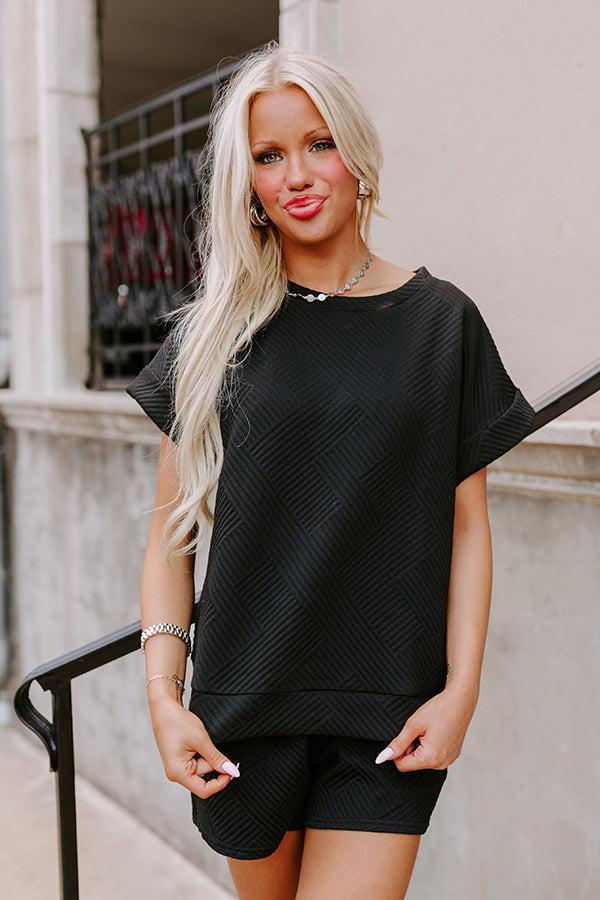 Impressions Coffee And Chit Chat Shift Top in Black