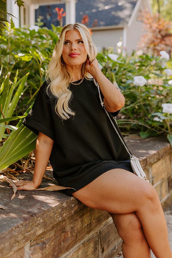 Impressions Coffee And Chit Chat Shift Top in Black Curves