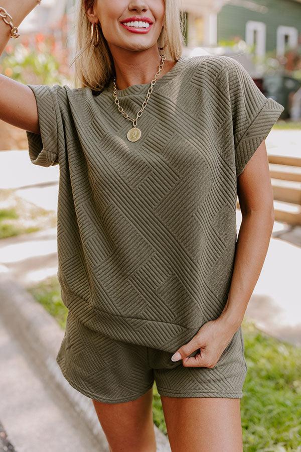 Impressions Coffee And Chit Chat Shift Top In Olive