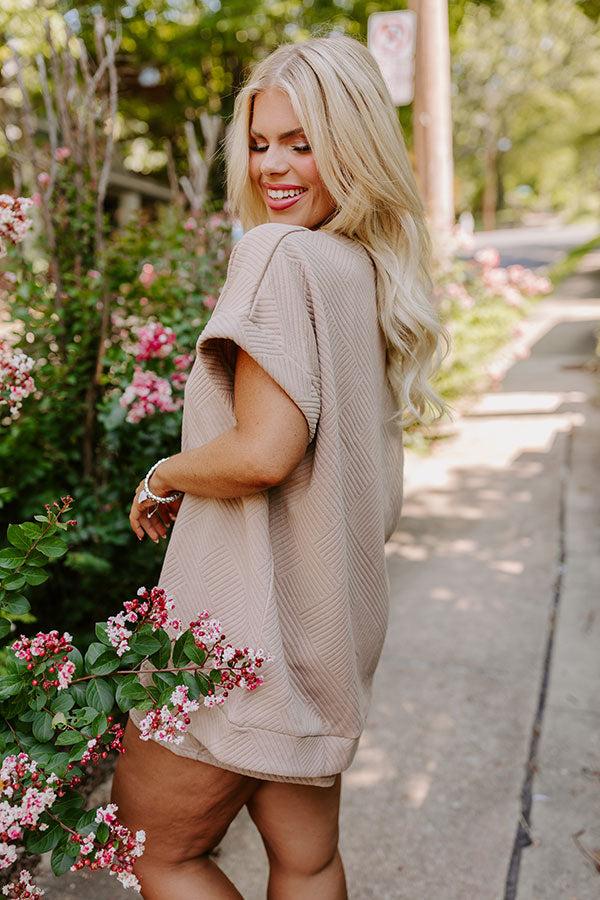 Impressions Coffee And Chit Chat Shift Top In Warm Taupe Curves