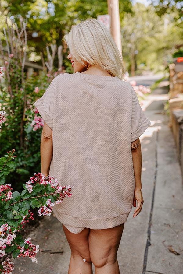 Impressions Coffee And Chit Chat Shift Top In Warm Taupe Curves