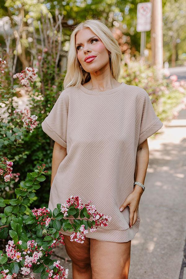 Impressions Coffee And Chit Chat Shift Top in Warm Taupe Curves