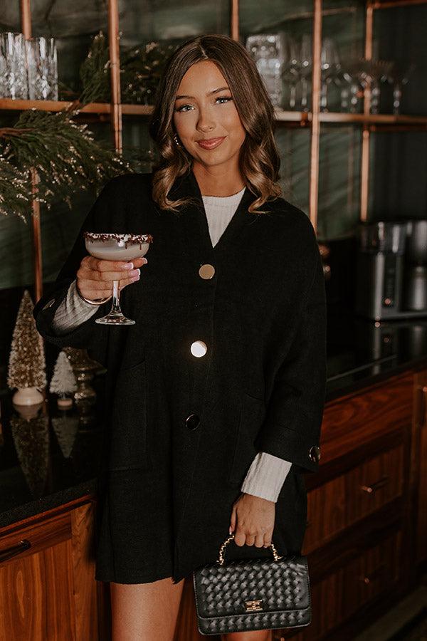 Impressions Coffee Aroma Oversized Cardigan In Black