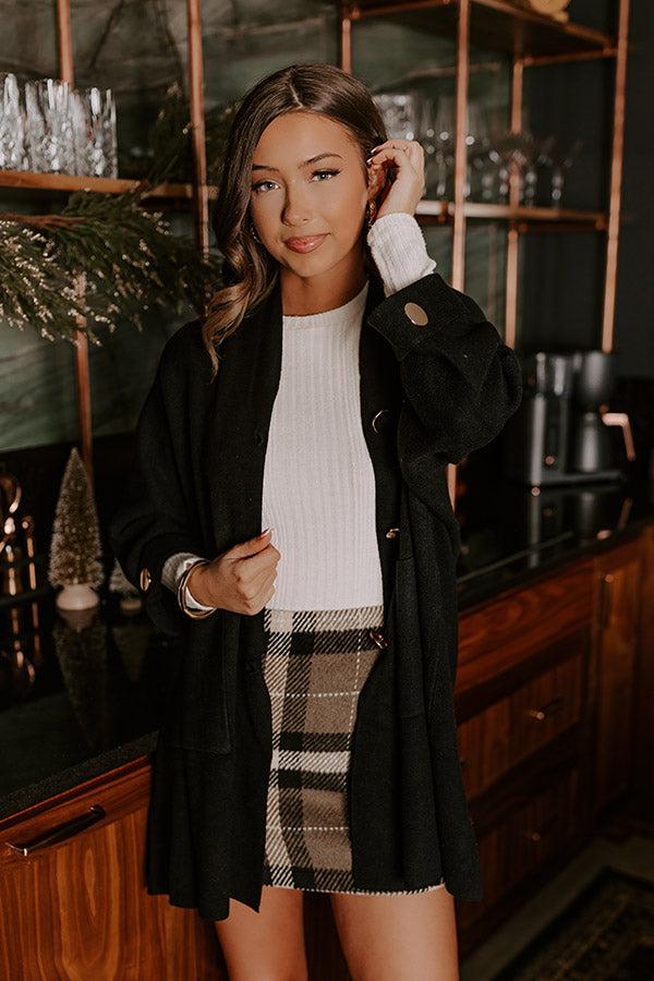 Impressions Coffee Aroma Oversized Cardigan In Black