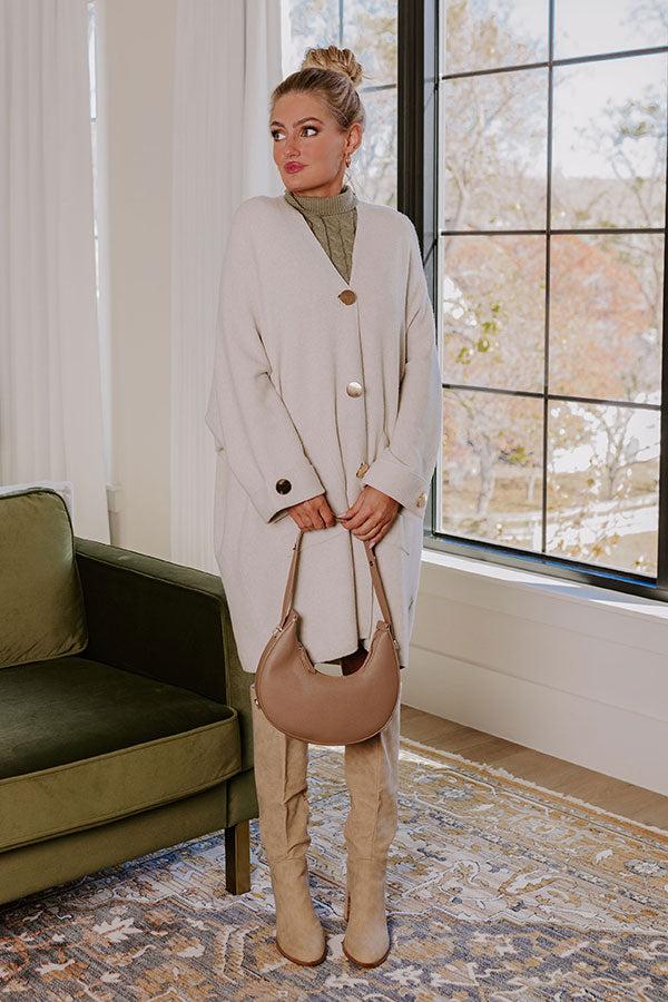 Impressions Coffee Aroma Oversized Cardigan In Light Oatmeal