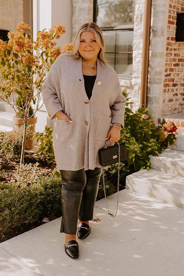 Impressions Coffee Aroma Oversized Cardigan In Taupe
