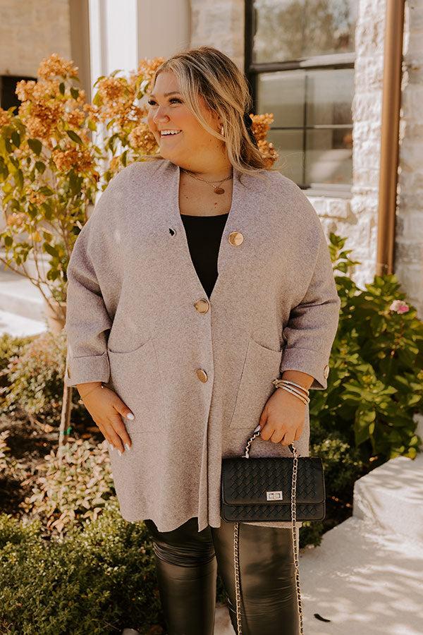 Impressions Coffee Aroma Oversized Cardigan In Taupe