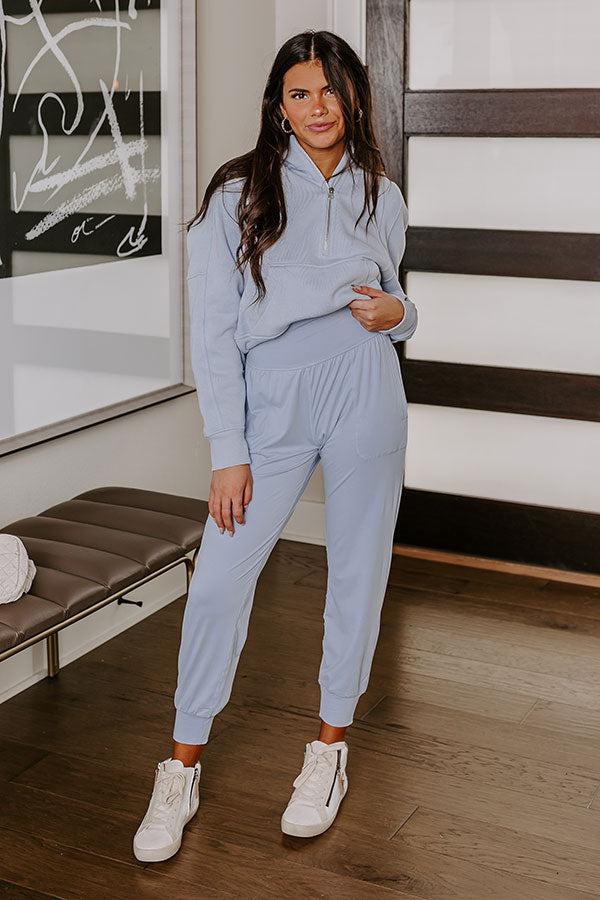 Impressions Coffee Run Cutie High Waist Butter Soft Joggers in Sky Blue