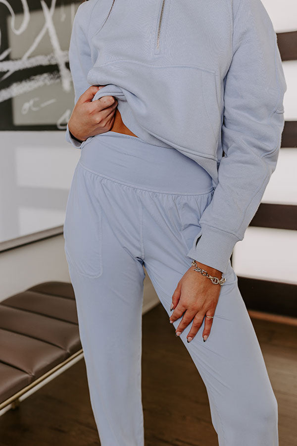 Impressions Coffee Run Cutie High Waist Butter Soft Joggers In Sky Blue