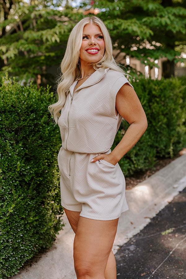 Impressions Coffee Run Cutie Romper In Oatmeal Curves