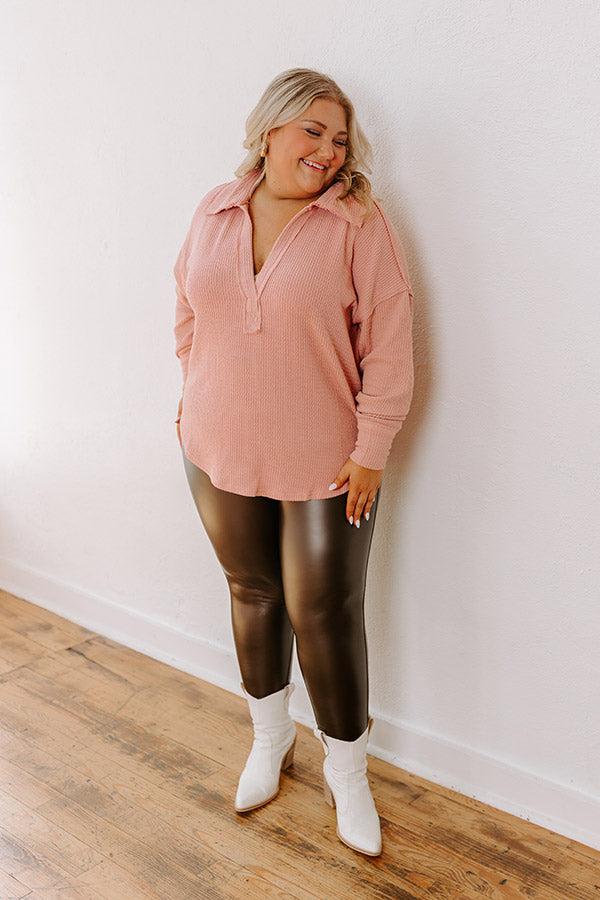 Impressions Coffee Run Cutie Shift Top In Light Blush Curves