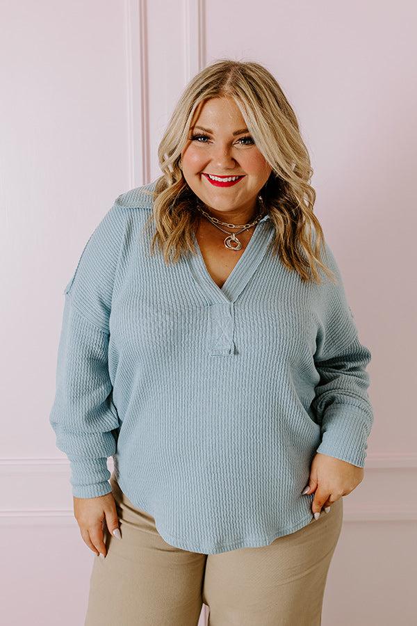 Impressions Coffee Run Cutie Shift Top in Sky Blue Curves