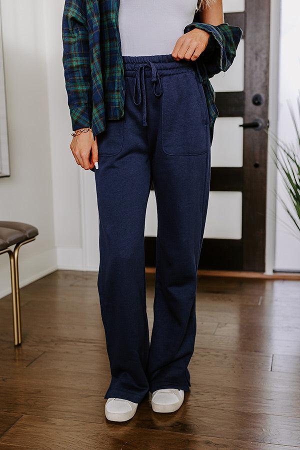 Impressions Coffee Run Cutie Straight Leg Pants In Navy