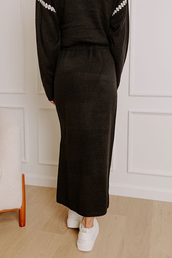 Impressions Coffee Shop Cutie High Waist Knit Maxi Skirt In Black