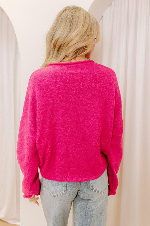 Impressions Coffee Shop Cutie Knit Cardigan In Hot Pink