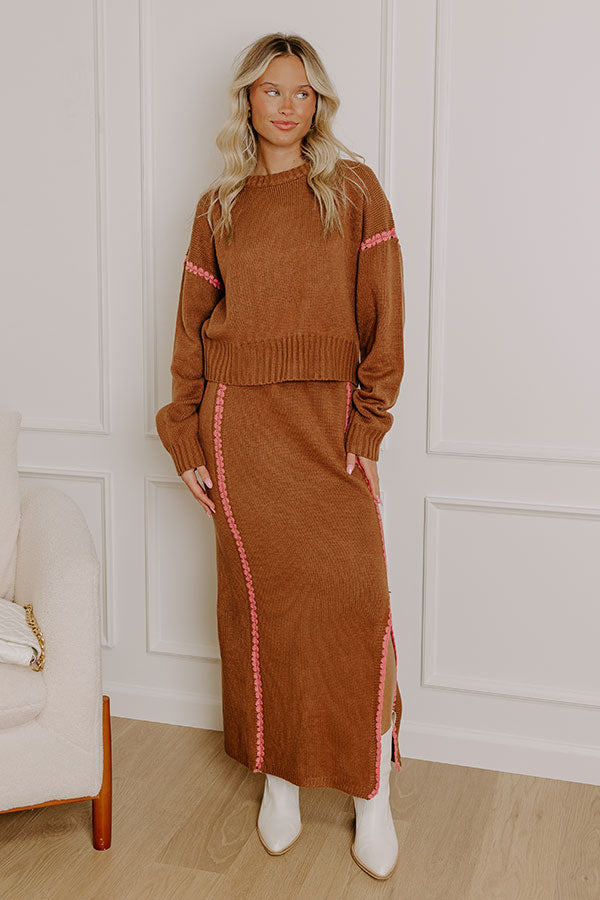 Impressions Coffee Shop Cutie Knit Sweater In Chocolate