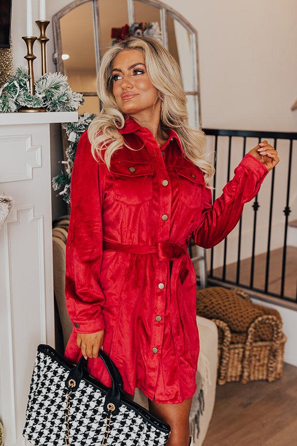 Impressions Coffee Shop Meetup Faux Suede Dress In Rose