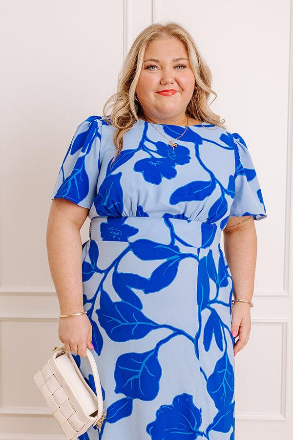 Impressions Complete Awe Floral Midi In Sky Blue Curves
