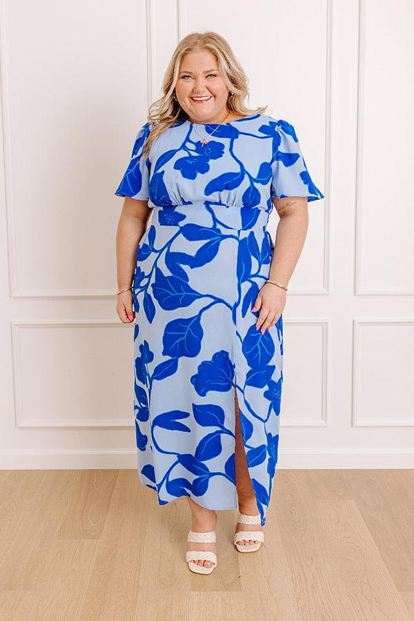 Impressions Complete Awe Floral Midi In Sky Blue Curves