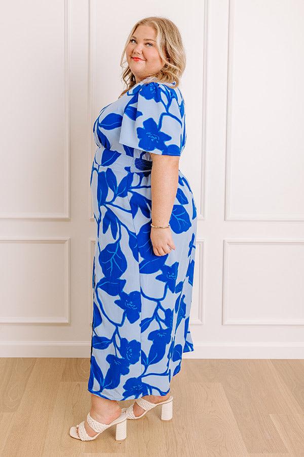 Impressions Complete Awe Floral Midi In Sky Blue Curves