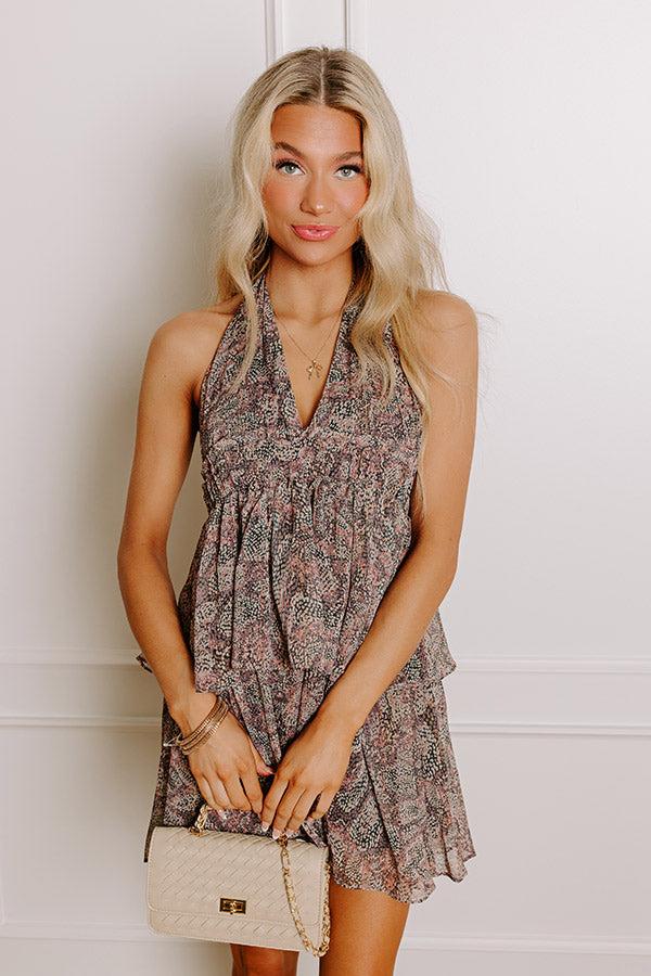 Impressions Convo Over Cocktails Tiered Mini Dress In Grey