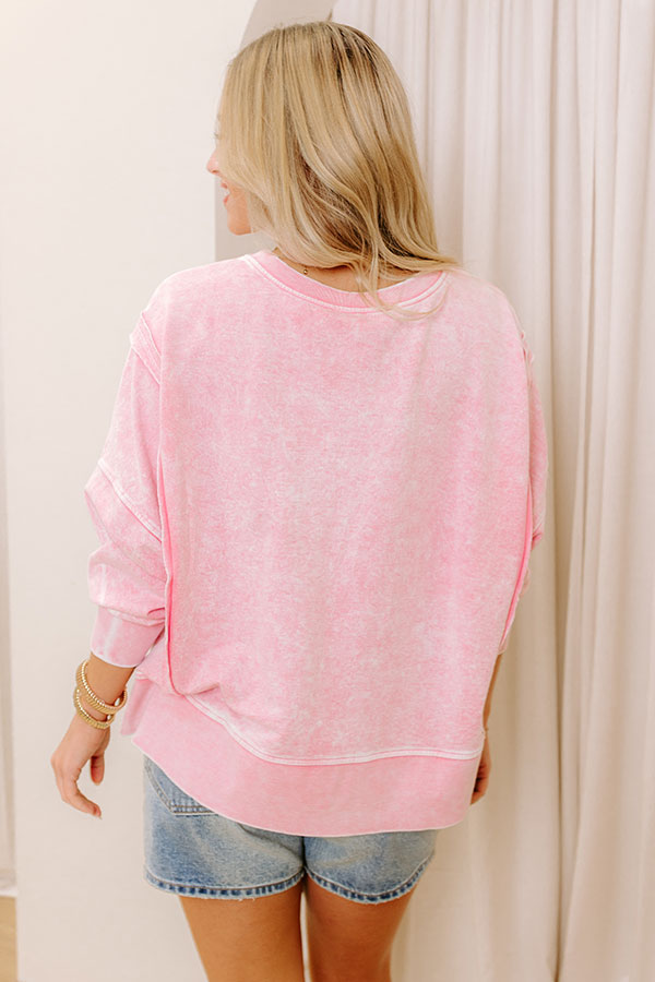 Impressions Cool Breeze Vintage Wash Sweatshirt In Pink