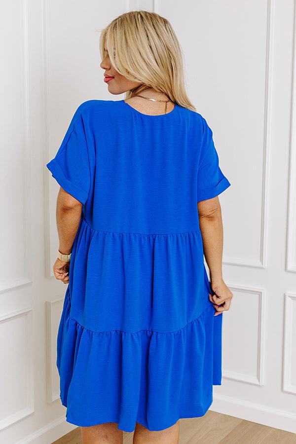 Impressions Cool Cruise Shift Dress In Royal Blue Curves