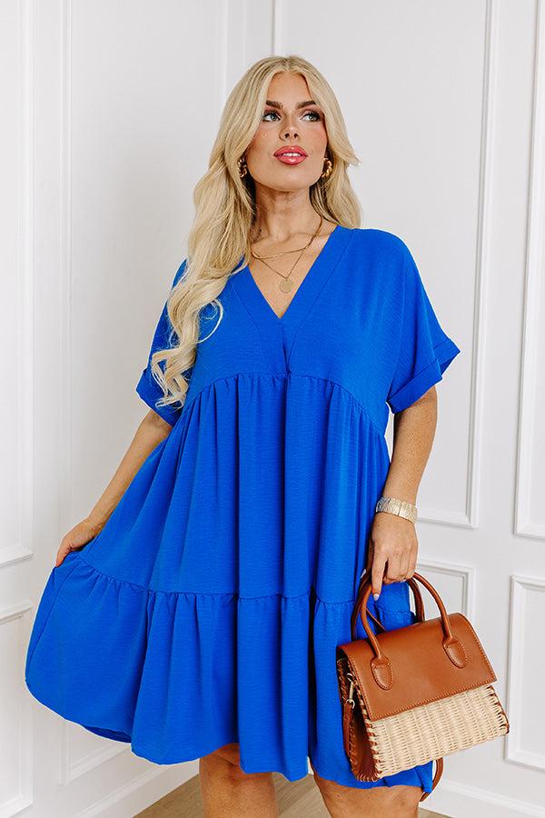 Impressions Cool Cruise Shift Dress in Royal Blue Curves