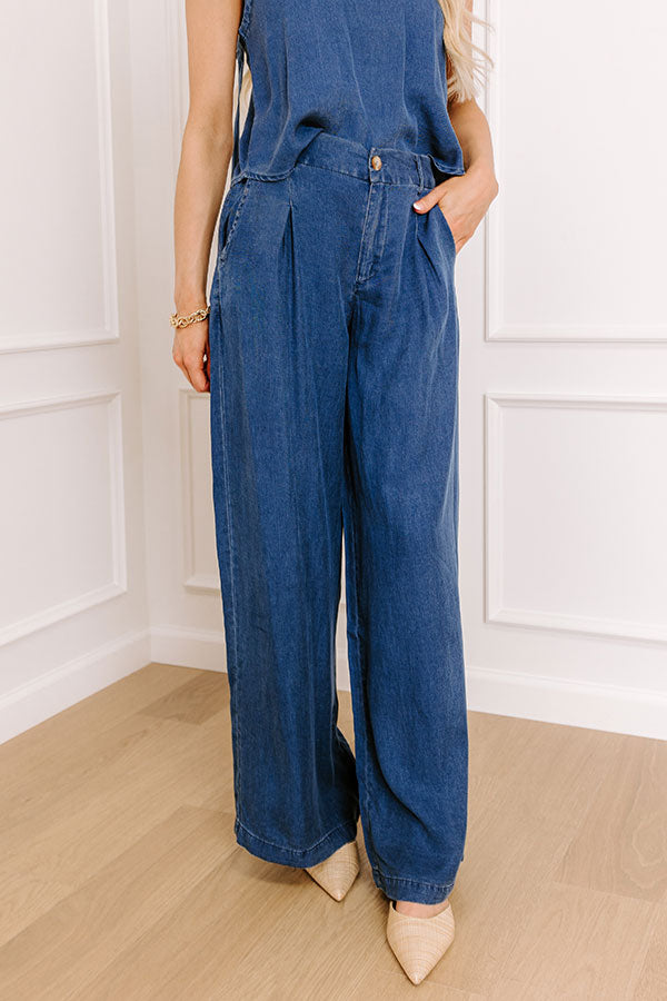 Impressions Cool Energy High Waist Chambray Wide Leg Pants