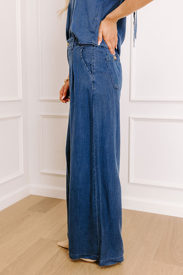 Impressions Cool Energy High Waist Chambray Wide Leg Pants