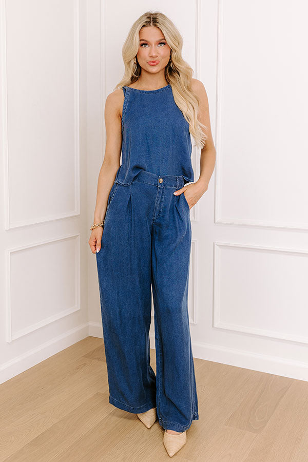 Impressions Cool Energy High Waist Chambray Wide Leg Pants