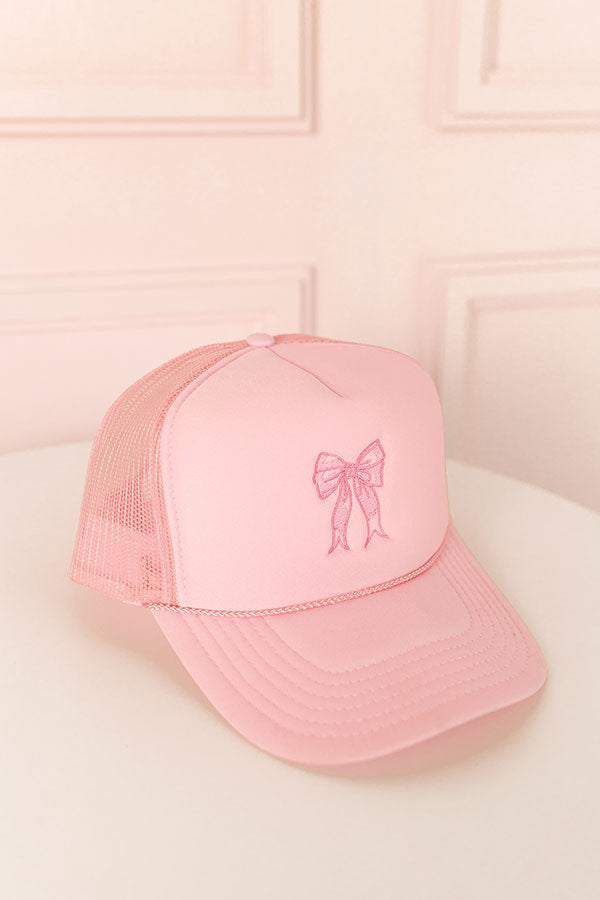 Impressions Coquette Crush Embroidered Trucker Hat In Pink