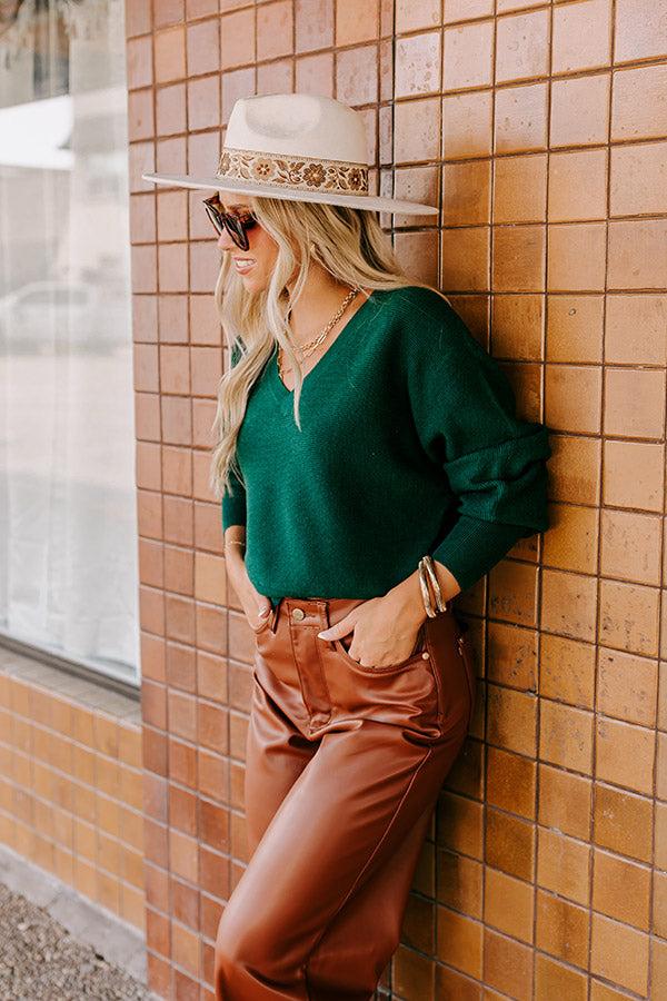 Impressions Cosmos And City Lights Sweater Top In Hunter Green