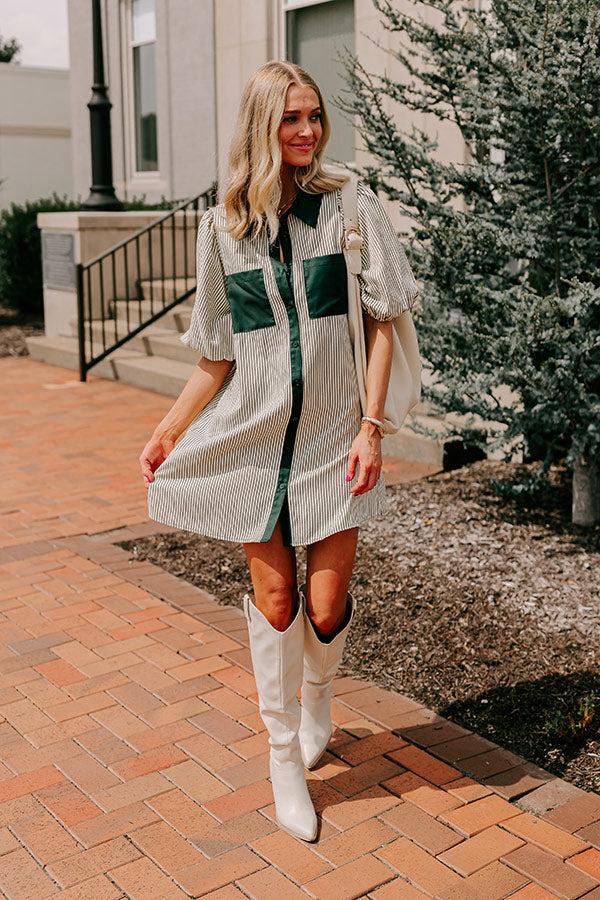 Impressions Country Club Cutie Button Down Mini Dress In Deep Forest