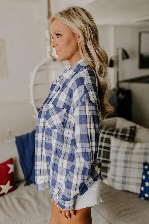 Impressions Countryside Charm Oversized Plaid Button Up