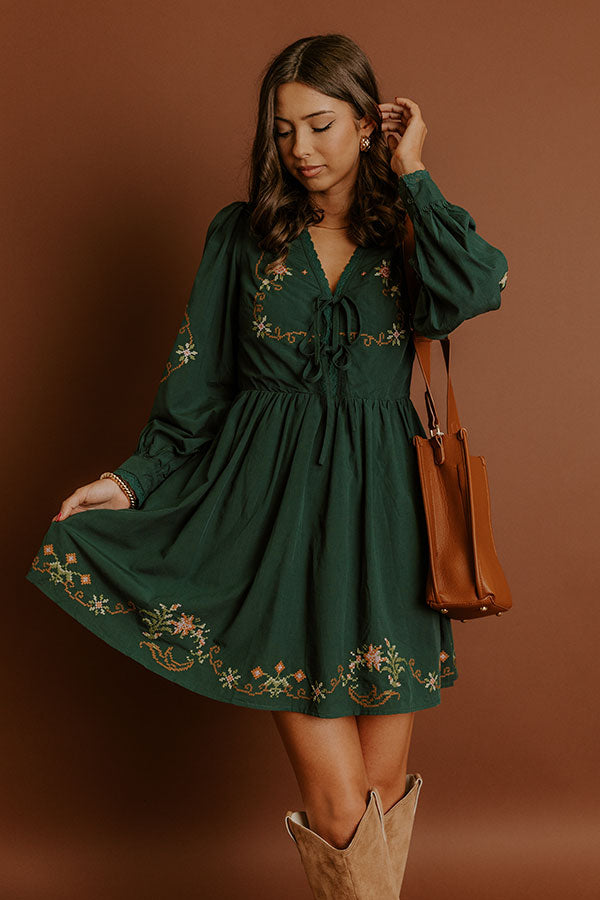 Impressions Countryside Cutie Floral Embroidered Mini Dress