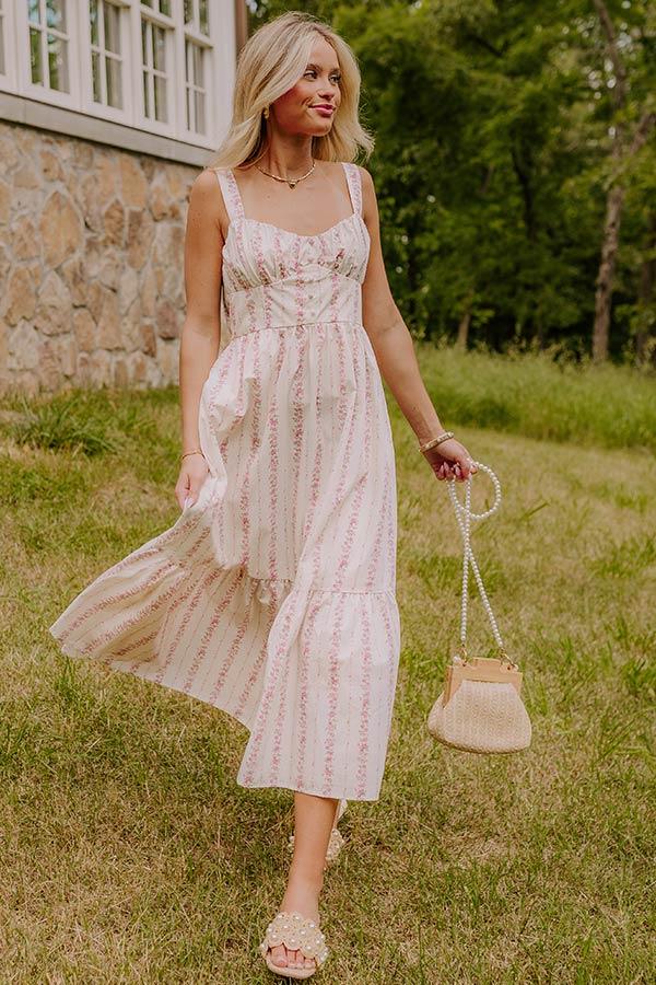 Impressions Countryside Cutie Floral Midi Dress in Pink