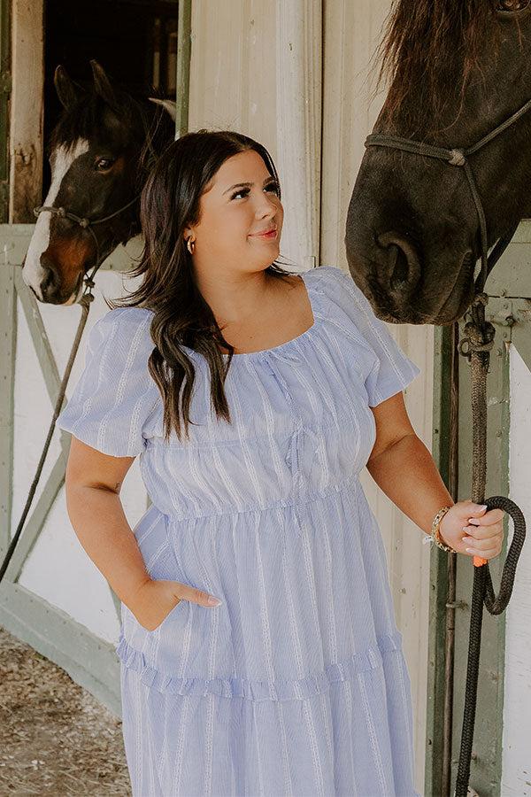 Impressions Countryside Meadows Stripe Midi Dress Curves