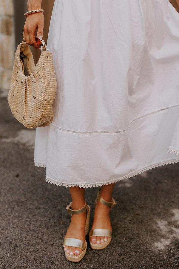 Impressions Courtyard Brunch High Waist Midi Skirt In White