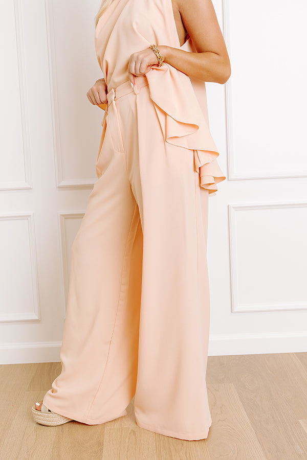 Impressions Courtyard Charm High Waist Wide Leg Pants In Peach