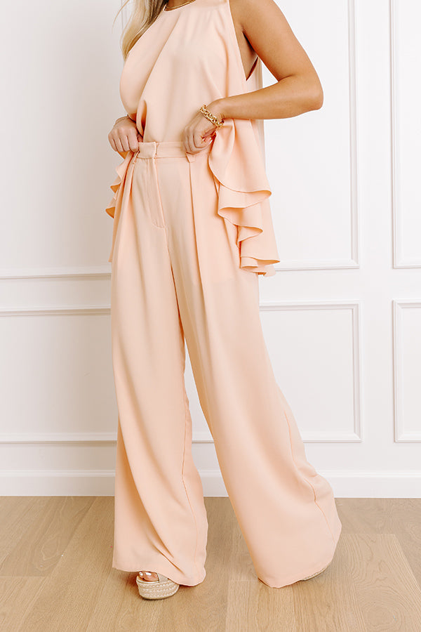 Impressions Courtyard Charm High Waist Wide Leg Pants In Peach