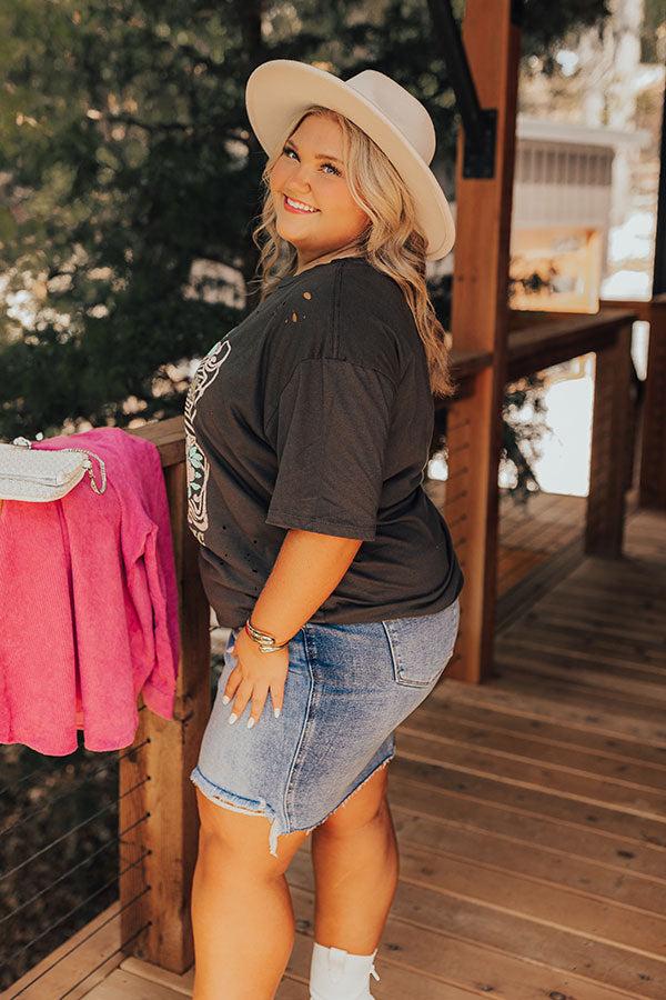 Impressions Cowboys And Country Music Distressed Boyfriend Tee Curves