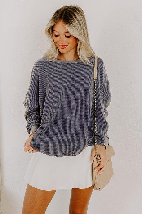 Impressions Cozy Couture Waffle Knit Top In Autumn Sky