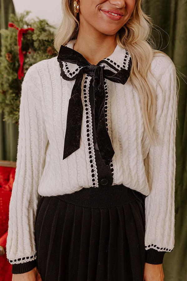 Impressions Cozy Cues Cable Knit Sweater Top In Ivory