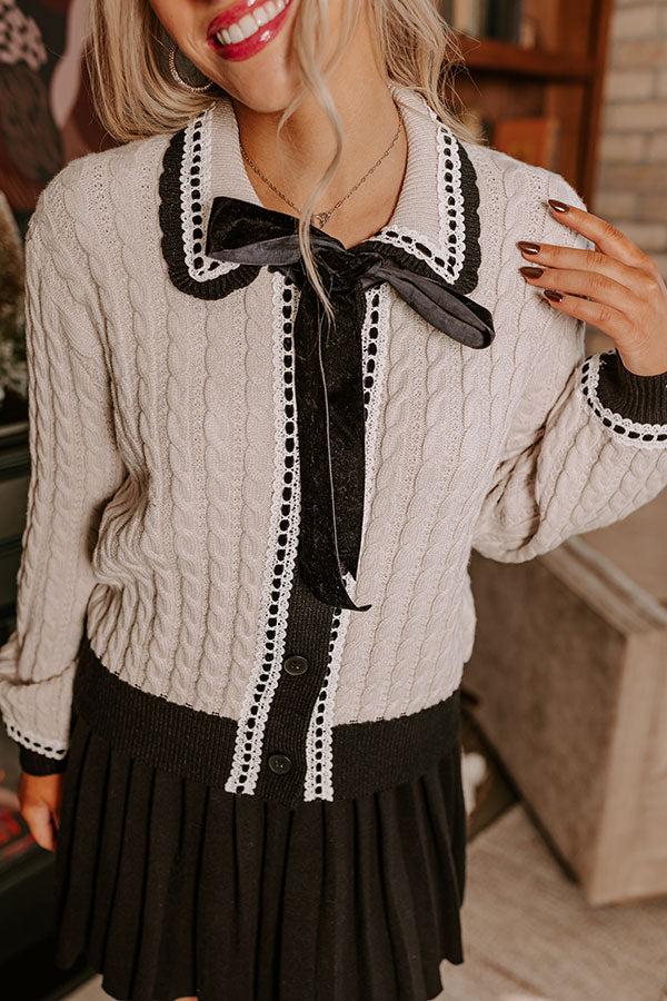 Impressions Cozy Cues Cable Knit Sweater Top In Stone