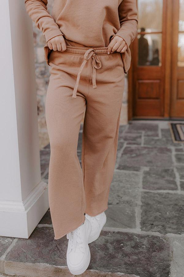 Impressions Cozy Cues High Waist Wide Leg Pants In Camel