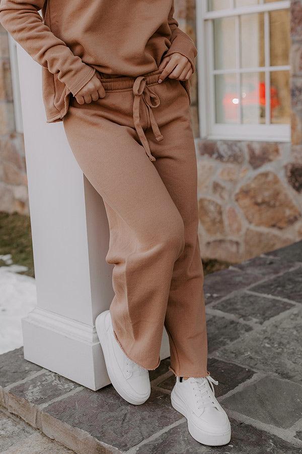 Impressions Cozy Cues High Waist Wide Leg Pants In Camel