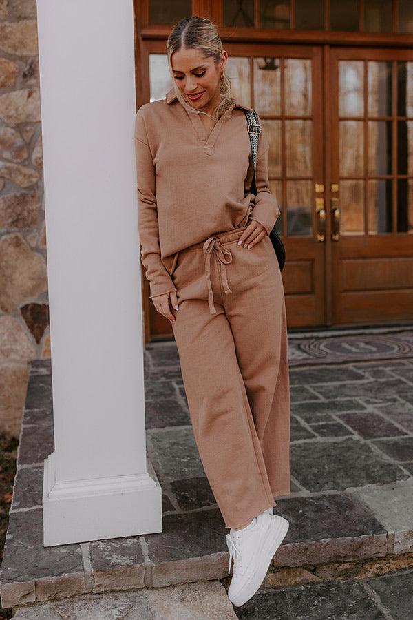 Impressions Cozy Cues High Waist Wide Leg Pants in Camel