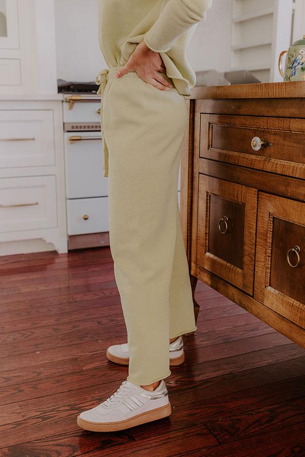 Impressions Cozy Cues High Waist Wide Leg Pants In Light Chartreuse